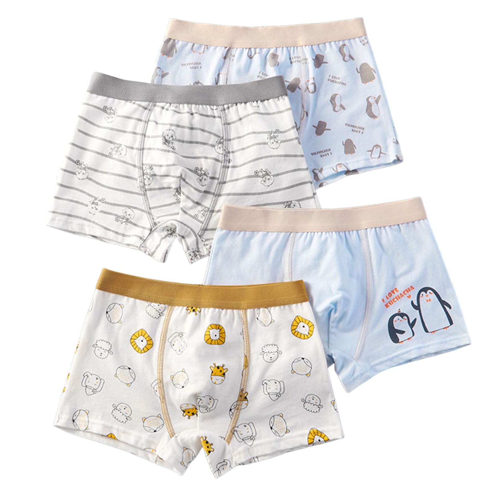 Curenmufel Boys Boxer Briefs Performance Boys'Big Boxer Briefs Multipacks Different Prints Underwear 4 Pack, 2T 3T 4T 5T 6T 7-16 Years(Yellow,6-9 Years)